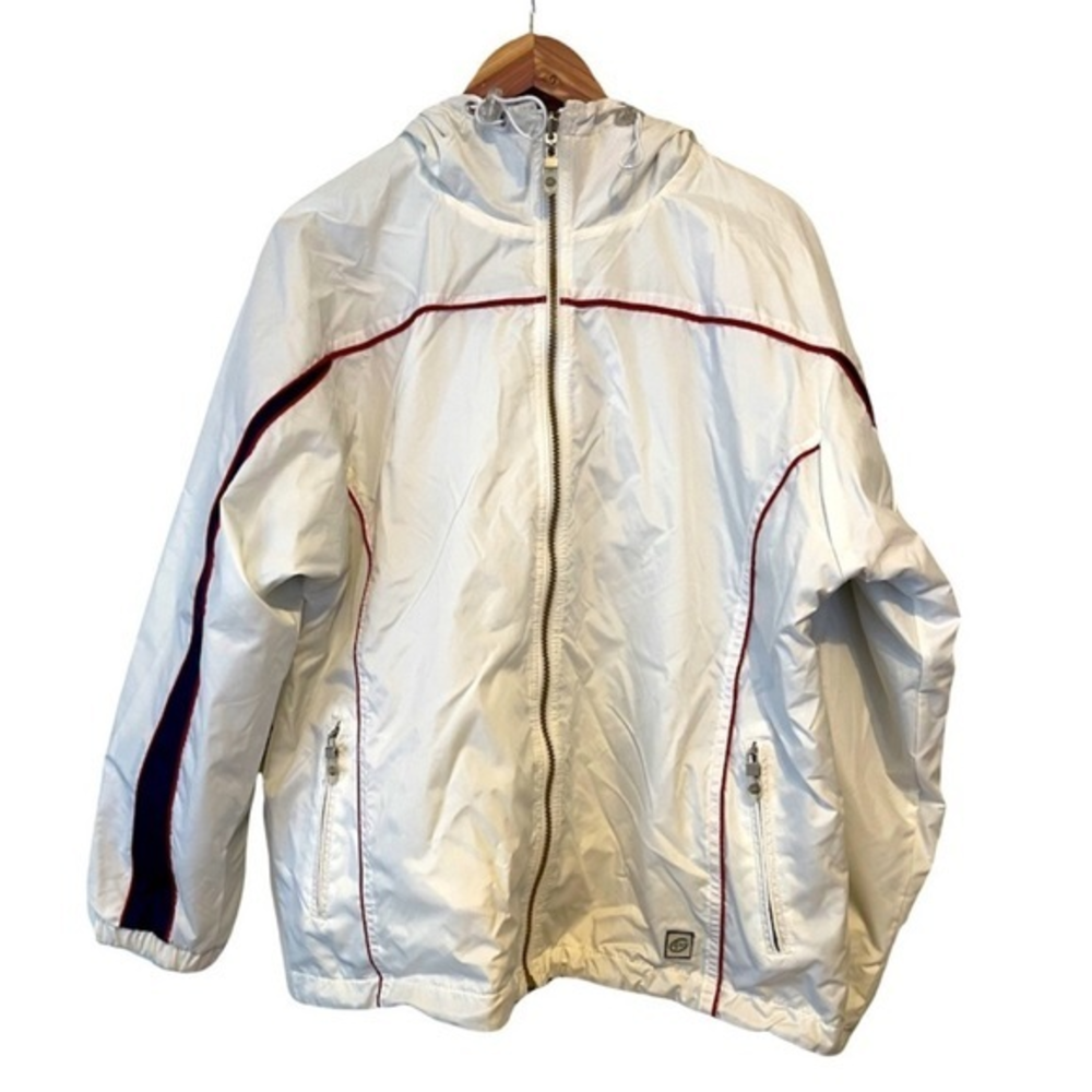 Vintage Weather Tamer M white/grey reversible hooded sweatshirt/rain jacket